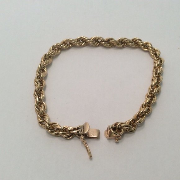 14K YELLOW REAL GOLD ROPE UNISEX BRACELET 7 1/2 INCH 5.30MM 8.60GRAMS - Picture 5 of 8